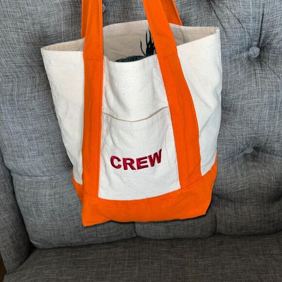 Trader Joe's Mini Canvas Tote Bag Orange Limited Edition Reusable Bag CREW - Picture 4 of 6